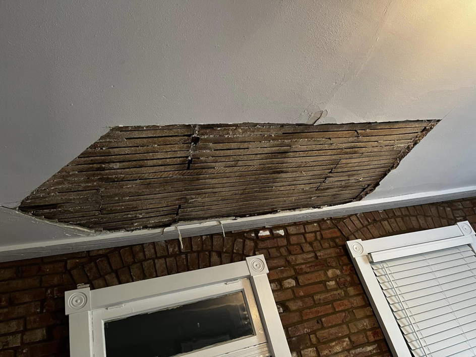 An exposed ceiling lath where drywall has been removed, ready for repair by Better Than Your Last Handyman in St. Charles, MO.