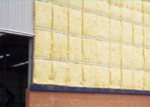 Exterior commercial wall with insulation panels installed by Attic Insulation of Memphis in Byhalia, MS.