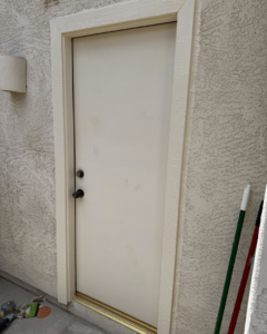 Exterior door repair with tools ready for work by Eddie of all trades in Peoria, AZ