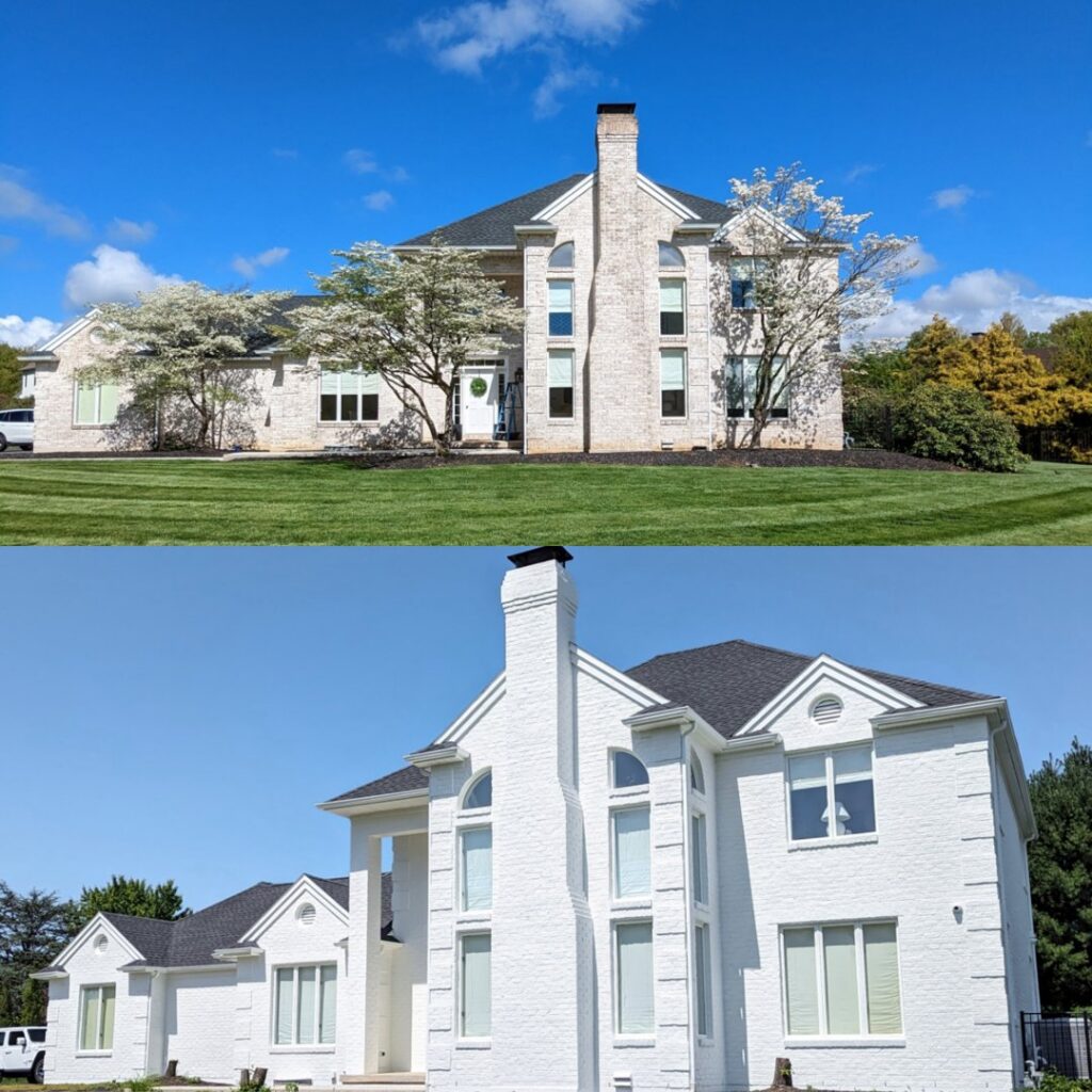 Before and after exterior house painting project by Roche Painting in Allentown, PA.