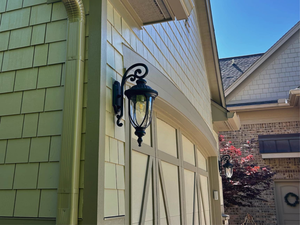 Exterior light fixture installation on a garage by Adam Zengel - Builder in Dayton, OH.