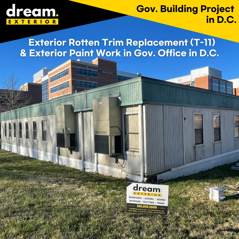 Exterior rotten trim replacement and paint work completed by Dream Exterior in Gaithersburg, MD.