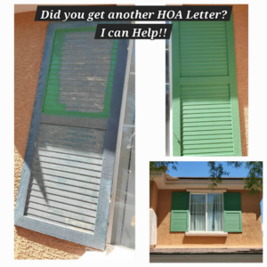 Exterior window shutter painting and repair to meet HOA requirements by Handyman Near Me Las Vegas Henderson in Las Vegas, NV.