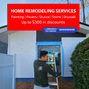 A worker installing exterior siding on a house for Cerrato Home Remodeling in Columbus, OH.