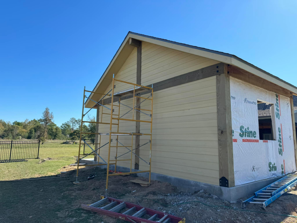 Exterior siding installation on a new structure by Royal Construction & Remodeling, Inc. in Lake Charles, LA.