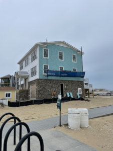 Exterior siding and stone veneer installation in progress by North Landing Exteriors Inc. in Virginia Beach, VA.