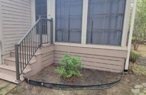 Exterior steps with a new railing installation by M. Phippin Contracting in Hebron, MD.