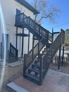 A newly constructed or renovated exterior wooden staircase project by Lay's Remodeling LLC in El Paso, TX