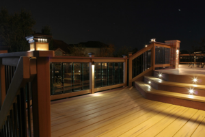 A beautifully finished deck with integrated lighting, completed by Element Construction Company in Colorado Springs, CO.