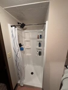 A newly installed and finished shower stall by Hawk Handyman Services in West Fargo, ND