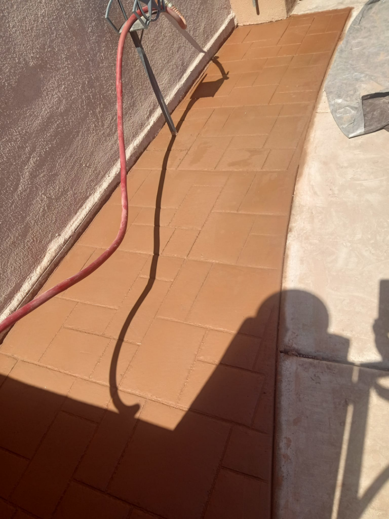 Another finished section of stamped concrete pathway by ORG Handyman Services in Las Cruces, NM.
