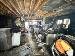 Interior of a fire-damaged building with debris, ready for cleanup by Insta Junk Removal & Demolition LLC in Salisbury, MD
