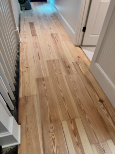 Hardwood floor sanding and refinishing project in progress by Trades by Taylor LLC in Huntsville, AL.
