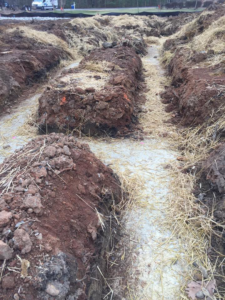 Foundation trenches dug and prepared for construction by Midlothian, Inc. in Kenbridge, VA.