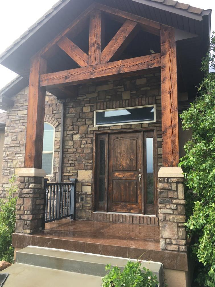 New front door installation and porch treatment by E & E Handyman Services in Layton, UT.