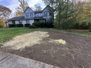 A front yard showing the area after a tree or stump removal service by ES Tree Services Llc in Columbus, OH