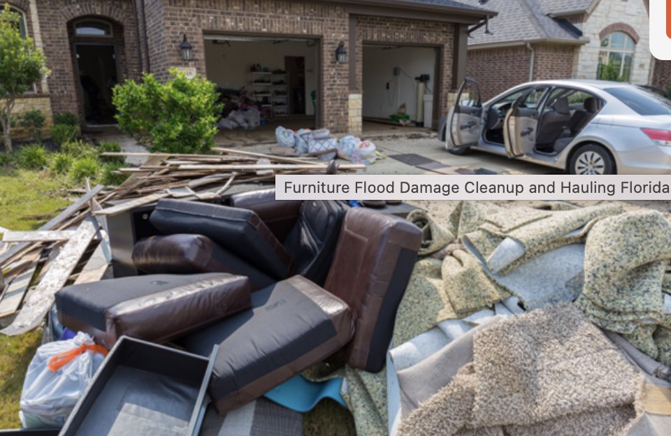 A large pile of furniture and household items from flood damage cleanup, ready for hauling by AAA Rousse Junk Removal Services Inc of Florida in Tampa, FL.