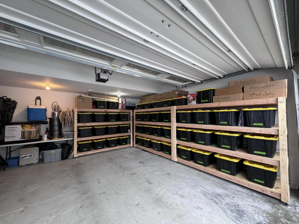 Custom wooden garage shelving installation by Home Pros WV in Charleston, WV.