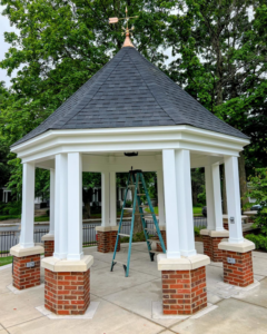 Gazebo construction or repair with a ladder inside by Wilson-Covington Construction in Winston Salem, NC