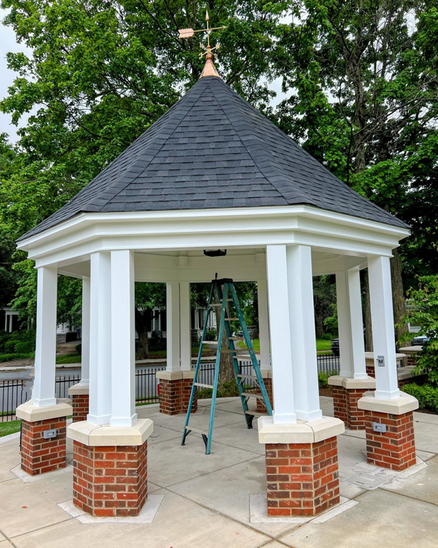 Gazebo construction or repair with a ladder inside by Wilson-Covington Construction in Winston Salem, NC
