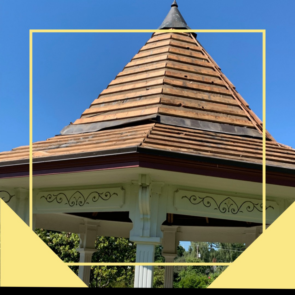A gazebo roof undergoing repair or renovation by JCR Construction LLC in Everett, WA.