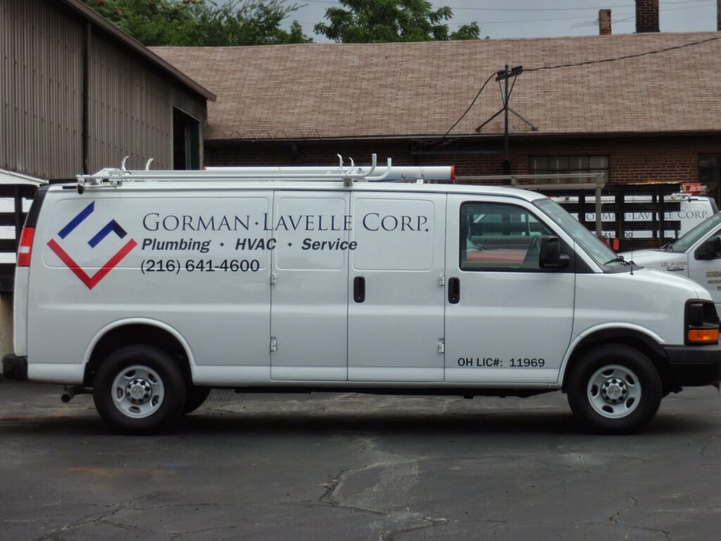 A Gorman-Lavelle Corp service van, ready for plumbing, HVAC, and mechanical service in Cleveland, OH