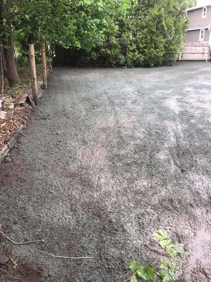 Ground preparation and hydroseeding for a new lawn by Us General, Inc. in Brockton, MA.
