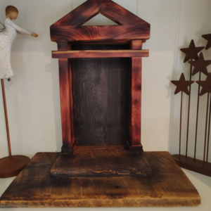 A handcrafted wooden display stand created by Twenty-Three Roses Woodworks in North Little Rock, AR.