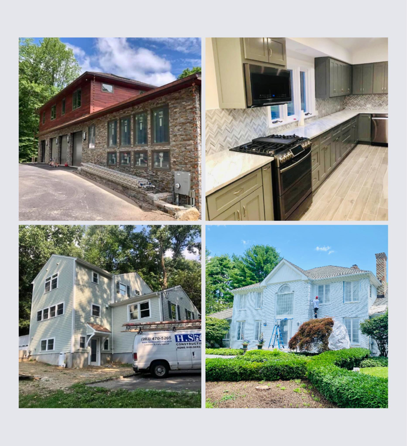 A handyman from H.S Construction painting the exterior of a residential house in Signal Hill, CA.