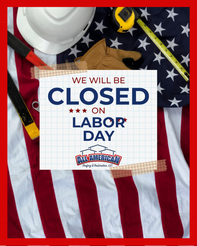 Handyman tools and safety equipment, including a hard hat, hammer, and tape measure, from All American Roofing and Restoration in Rogers, MN.