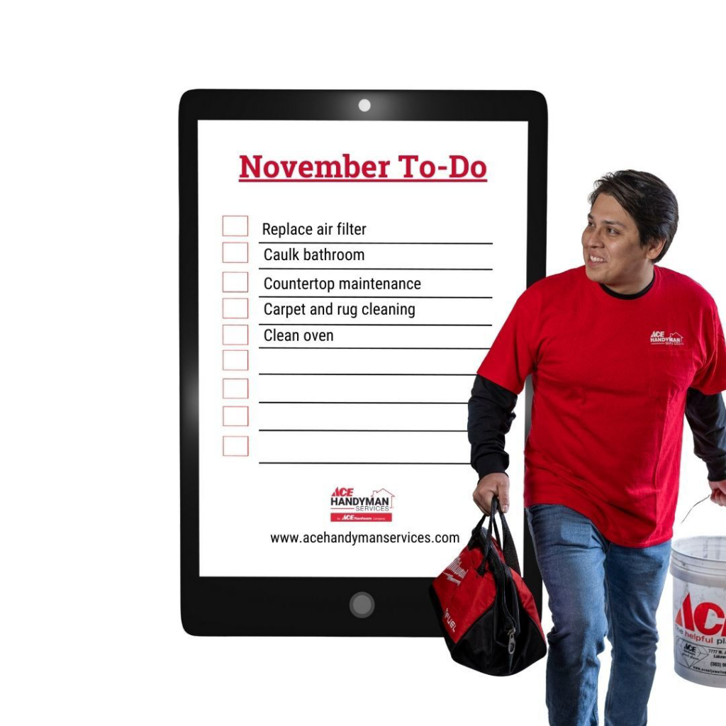 A handyman from Ace Handyman Services Charleston with a November to-do list of home maintenance tasks in Mt Pleasant, SC.