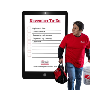 A handyman from Ace Handyman Services Charleston with a November to-do list of home maintenance tasks in Mt Pleasant, SC.