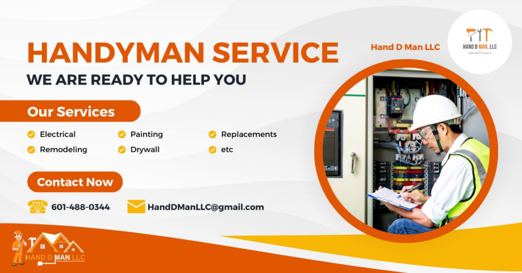 A handyman in a hard hat and safety vest inspecting an electrical panel, providing service for Gosa Hand D Man, LLC in Chicago Heights, IL.