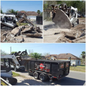 Heavy equipment loading demolition debris into a large trailer, showcasing a job by MGM Junk Removal in Las Vegas, NV