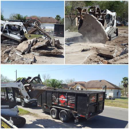 Heavy equipment loading demolition debris into a large trailer, showcasing a job by MGM Junk Removal in Las Vegas, NV