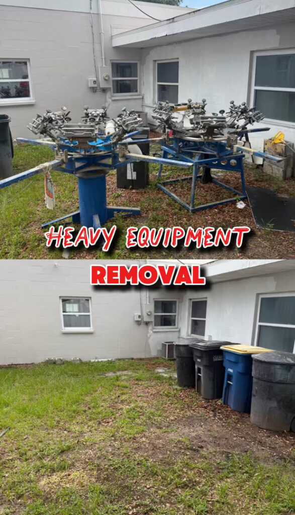 Before and after of heavy equipment removal service by Jack Spades Junk Removal in St. Petersburg, FL.