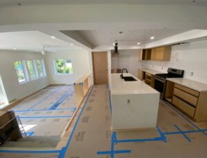 An ongoing home renovation project with new kitchen cabinets and countertops installed by Just-In-Time Handyman Services in Honolulu, HI.