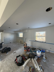Home renovation with tools, materials, and recessed lighting installation by Building Better Homes Management in Cincinnati, OH.