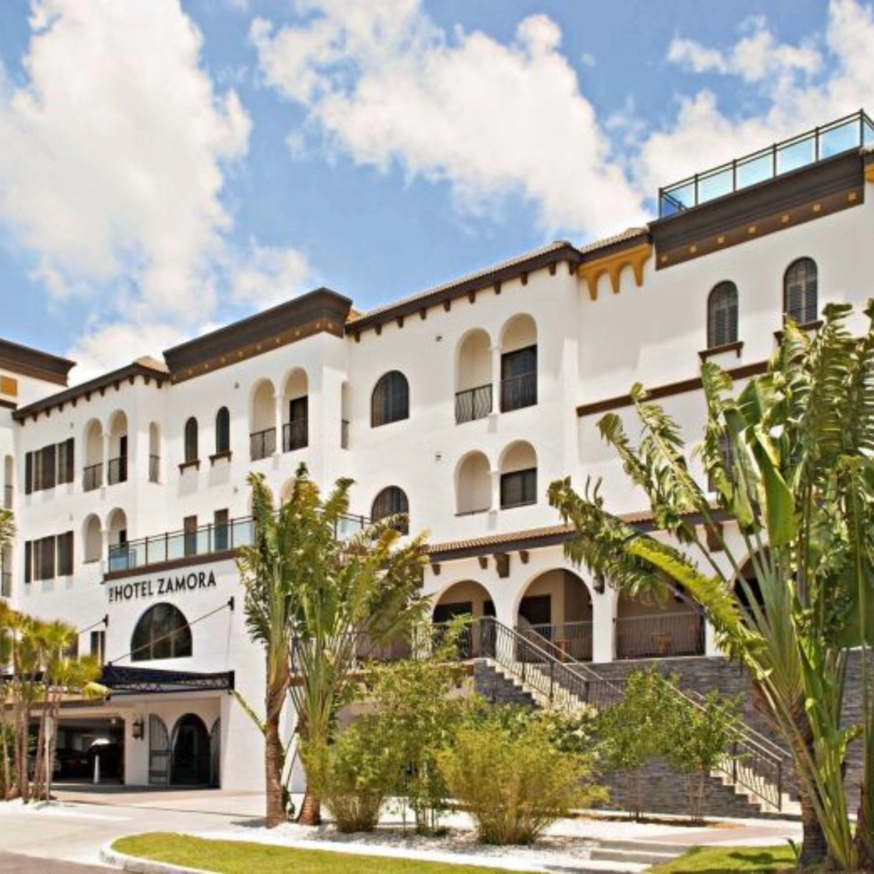 The completed exterior of Hotel Zamora, a project by LEMA Construction, Inc. in Saint Petersburg, FL.