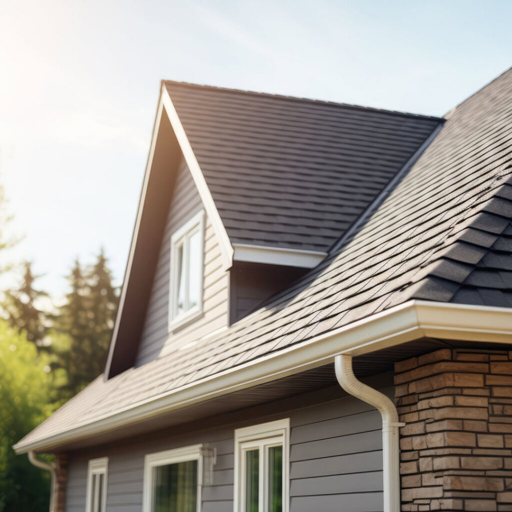A house featuring a new roof, gutters, and siding, showcasing exterior home improvement by Four Seasons Home Improvement Company, Inc. in Rockville, MD.