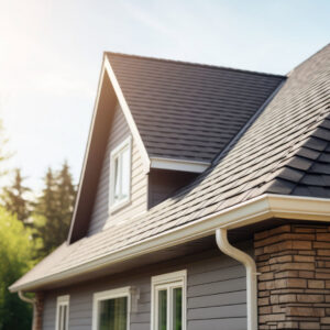 A house featuring a new roof, gutters, and siding, showcasing exterior home improvement by Four Seasons Home Improvement Company, Inc. in Rockville, MD.