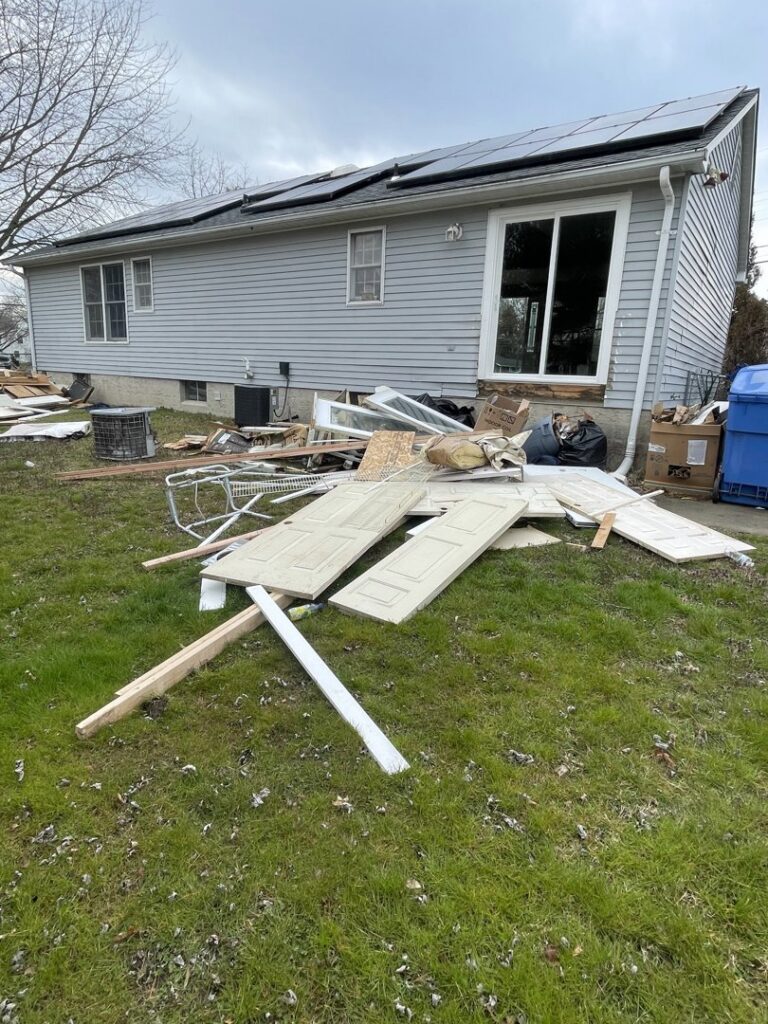 A pile of household and construction debris, including old doors and wood, ready for removal by JPC Junk Removal & Demolition in Philadelphia, PA.