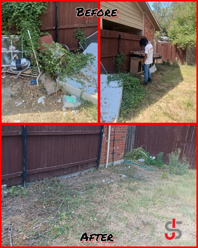 Before and after photos of indoor junk and trash removal by Junk Something llc in Dallas, TX.