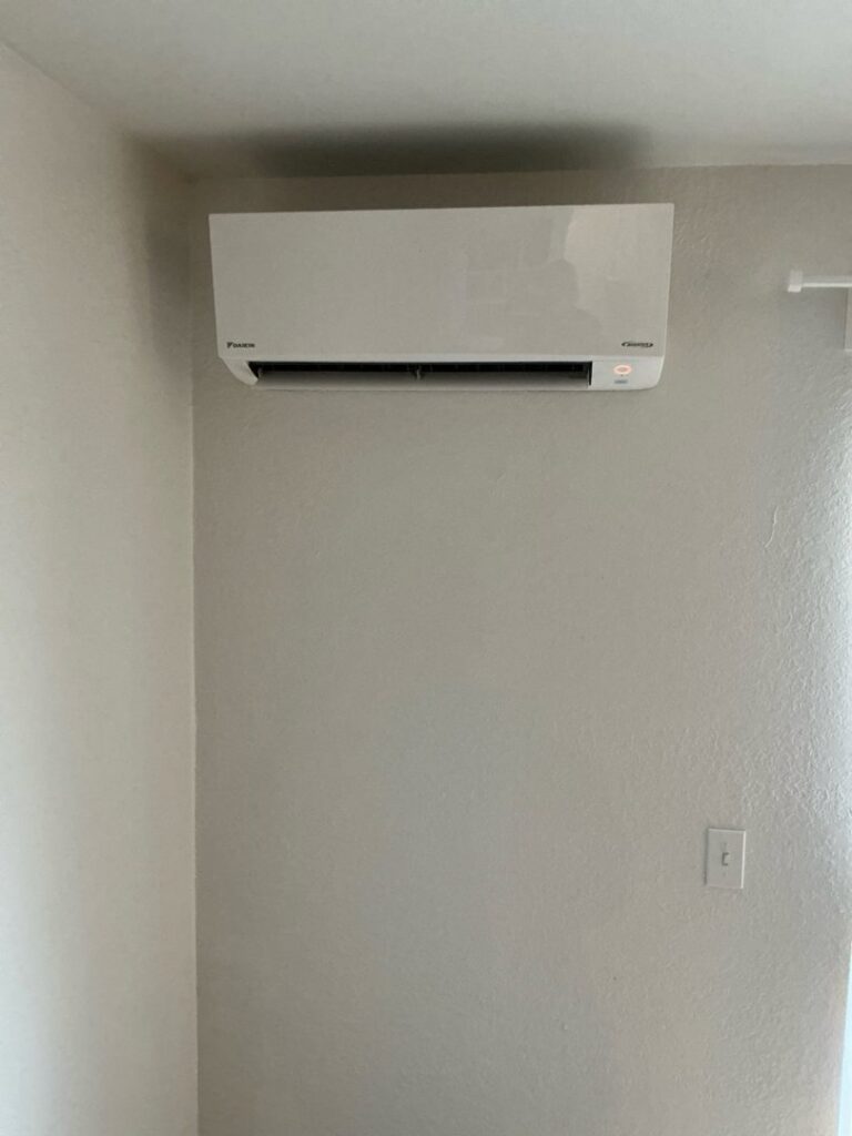 An indoor mini-split HVAC unit installation by Allred Heating Cooling Electric in Auburn, WA.