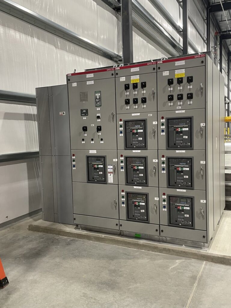 Large industrial electrical switchgear and control panels installed by Specialty Service Group in Knoxville, TN.