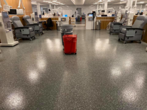 A newly installed industrial epoxy floor in a medical facility by Blendex Industrial Epoxy Floors in Lindenhurst, NY