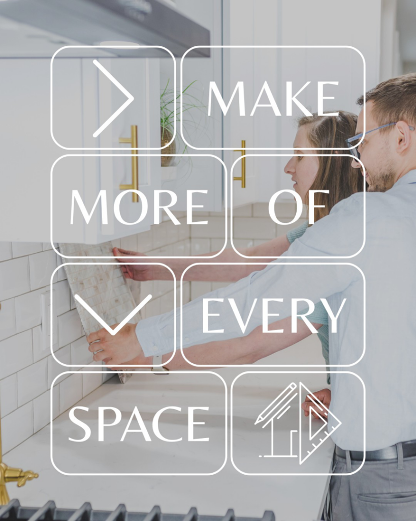 Two people carefully installing new kitchen backsplash tiles for Pjai Projects in Nashville, TN