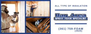 A collage showing insulation installation and removal services by Bay Area Spray Foam Specialist in Corpus Christi, TX