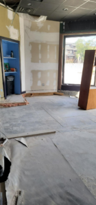 An interior view of a commercial space undergoing demolition by P and P Junk Removal and Demolition Services in Norfolk, VA.