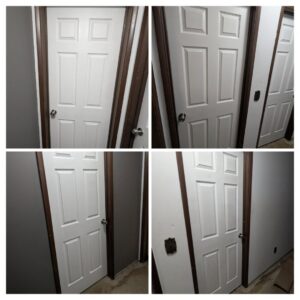 A collage showing newly installed or repaired interior doors by Precision Home Solutions in Santa Fe, TN